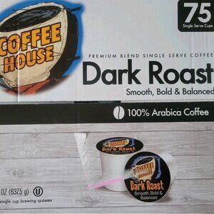 Coffee House - Dark Roast Coffee K-cups 75 Count - 100% Arabica Coffee